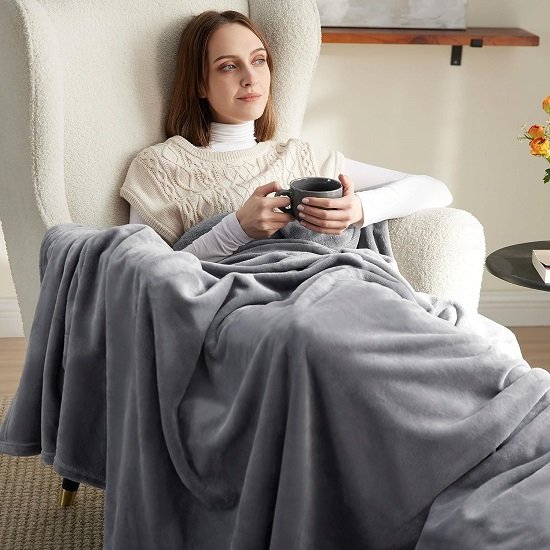 Fleece Throw Blanket for Couch Grey - Lightweight Plush Fuzzy Cozy Soft Blankets and Throws for Sofa, 50x60 inches