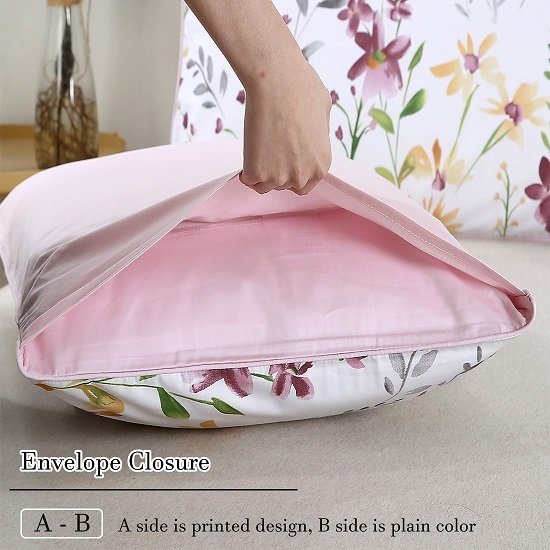 100% Cotton Pillowcases 1000 Thread Count Floral Printed Pillow Cases Set of 2 Pillow Cover (Standard Queen 20x30'', Lilac)