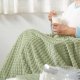 Luxury Flannel Fleece Super Soft Home Furnishing Throw Blanket with Stereoscopic Grid Design (Sage Green, 50"x70")