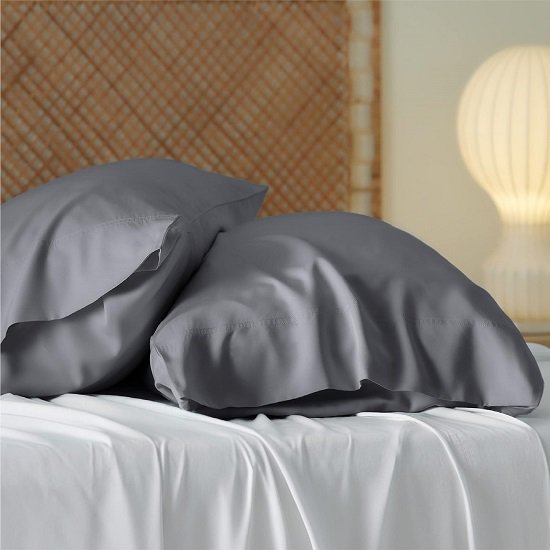 Cool Pillowcase Large - 100% Rayon, Sourced from Bamboo Dark Gray Pillowcases 2, Silky Soft Breathable Pillowcases with Envelope Closure, 20x30 inches