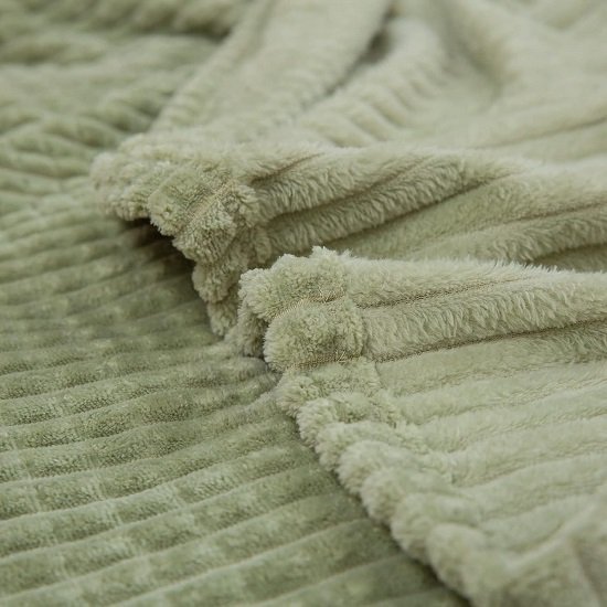 Luxury Flannel Fleece Super Soft Home Furnishing Throw Blanket with Stereoscopic Grid Design (Sage Green, 50"x70")